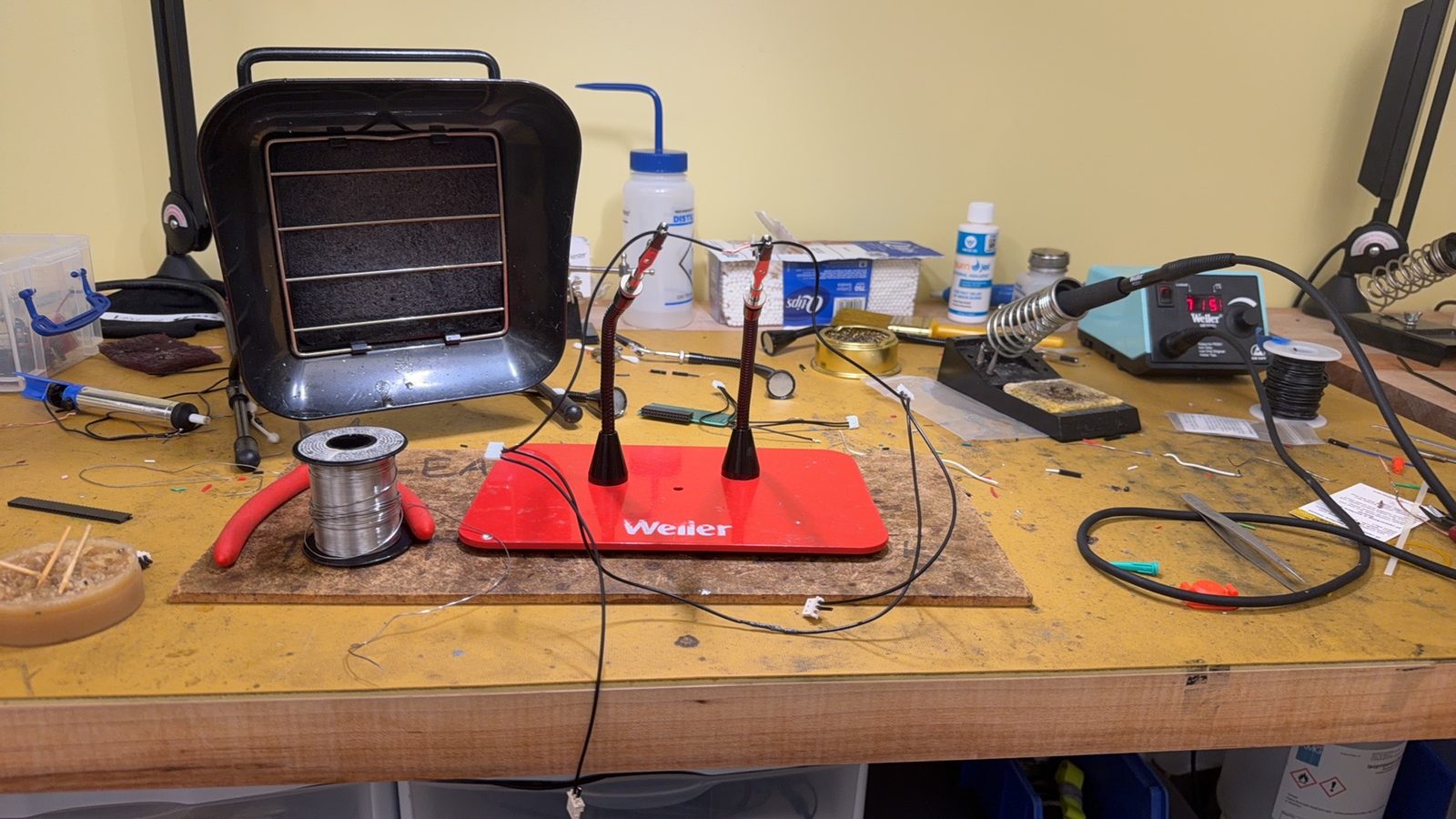 Soldering extended Dynamixel cables on the bench